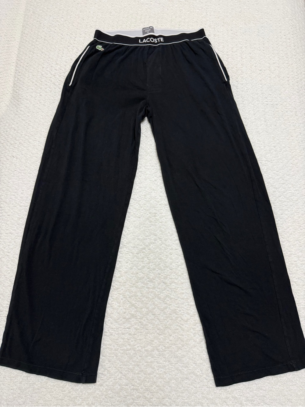 Lacoste Sleepwear Black Lounge Pajama Pull On Pants with Pockets Men’s Size M